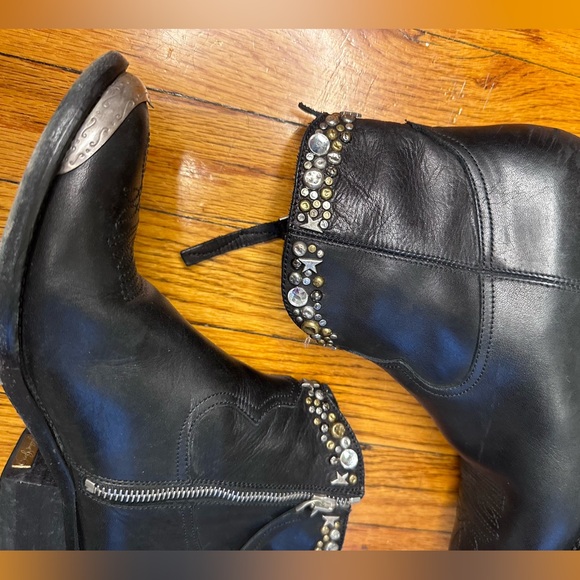 GOLDEN GOOSE YOUNG LEATHER WESTERN ANKLE BOOTS - Picture 4 of 15